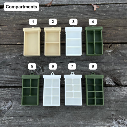 Tactical pocket pill box with American flag shell and divider tray