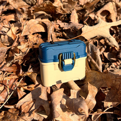 Fishing tackle box case for AirPods 3 with antique brass-style latch and hinged lid