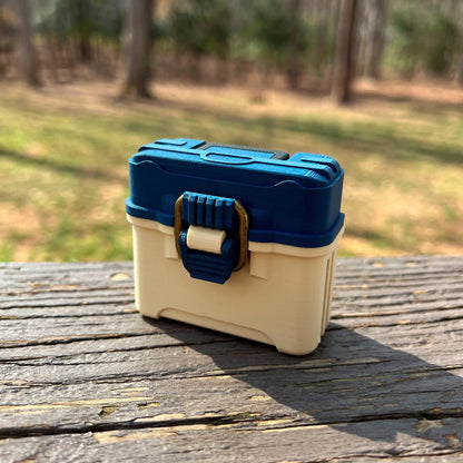 Fishing tackle box case for AirPods 3 with antique brass-style latch and hinged lid