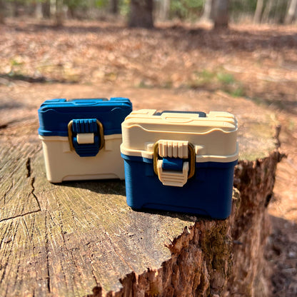 Fishing tackle box case for AirPods 3 with antique brass-style latch and hinged lid