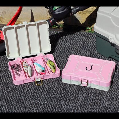 Mini 4-slot tackle box lure organizer with buckle latch