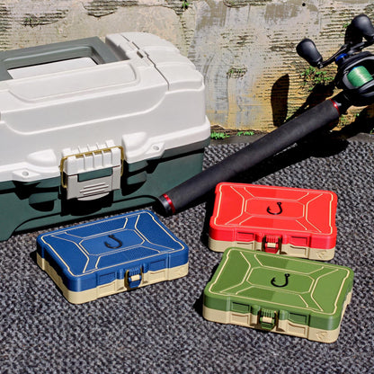 Mini 4-slot tackle box lure organizer with buckle latch